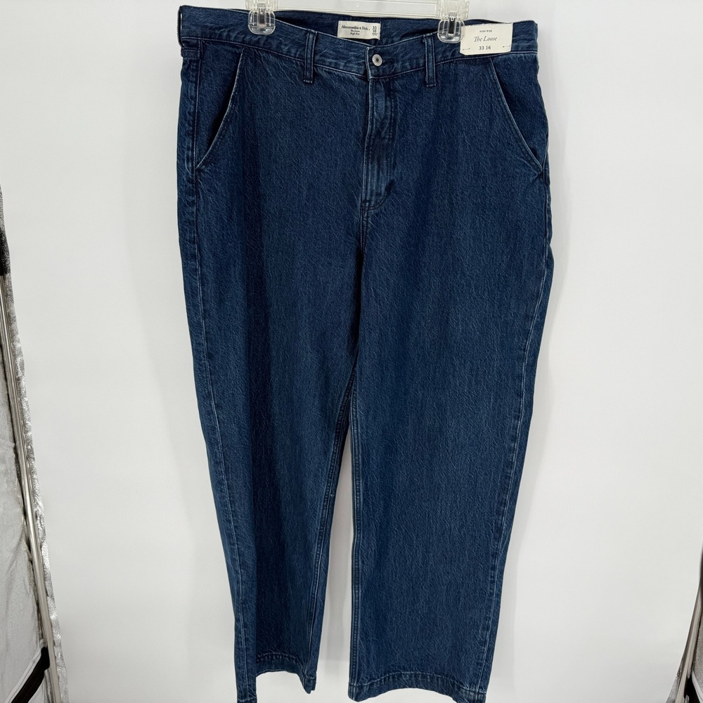 Abercrombie & Fitch High-Rise Loose-Fit Blue Jeans